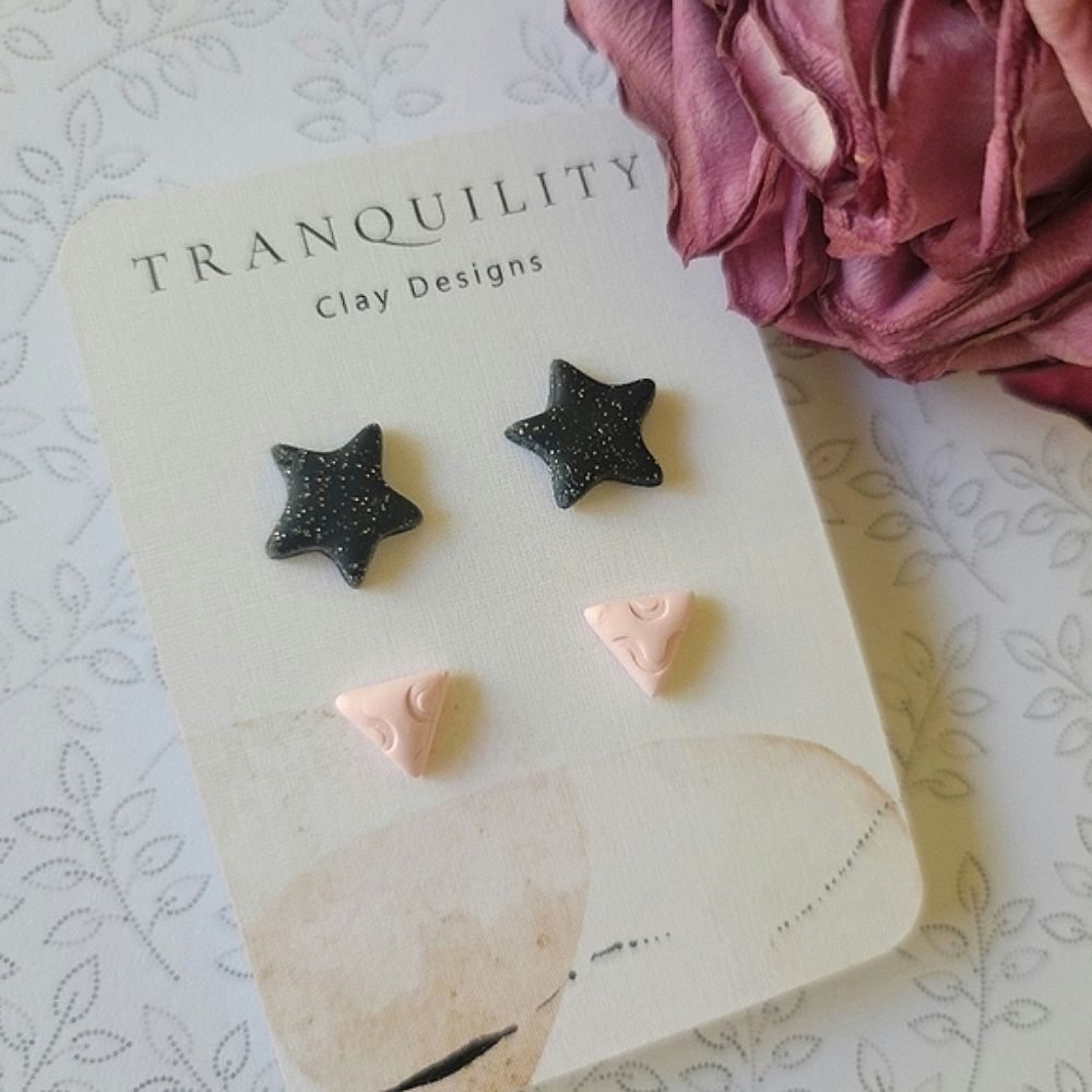 Star & Triangle Clay Stud Pack